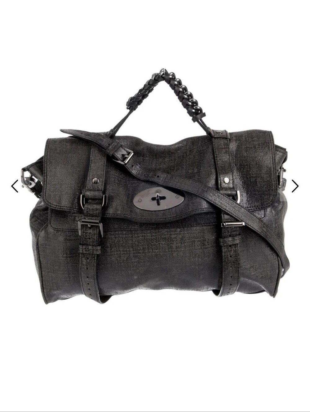 Mulberry Alexa Metallic Gray Leather Crossbody Bag